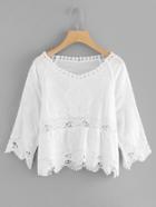 Romwe Hollow Out Crochet Panel Top