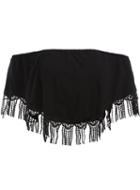 Romwe Black Off The Shoulder Tassel Crop Top