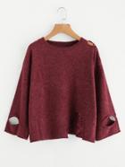Romwe Cut Out Destroyed Knit Sweater