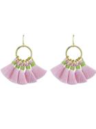 Romwe Pink Boho Style Party Earrings Colorful Tassel Drop Earrings