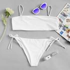 Romwe Plus Tie Side Bikini Set