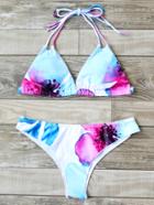 Romwe Printed Triangle Beach Bikini Set