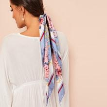 Romwe Floral & Chain Print Scrunchie Scarf