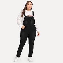 Romwe Plus Pocket Front Denim Overalls