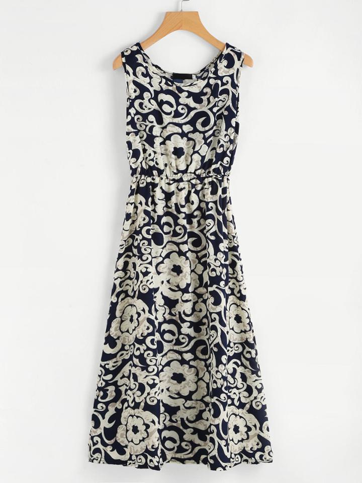 Romwe Seamless Pattern Tank Dress