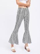 Romwe Brush Stroke Stripe Print Flared Pants