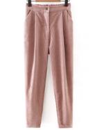 Romwe Pink Button Up Corduroy Haren Pants