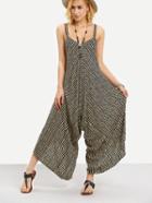 Romwe Striped Wide Leg Jumpsuit - Black