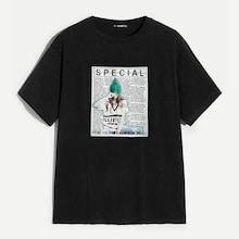 Romwe Guys Graphic Print Short Sleeve Tee
