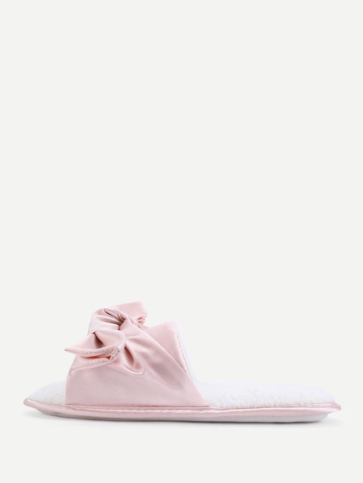 Romwe Knot Design Satin Slippers