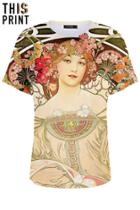 Romwe This Is Print Goddess Print Short-sleeved T-shirt