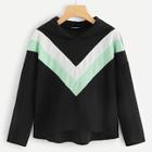 Romwe Cut And Sew Chevron Pullover