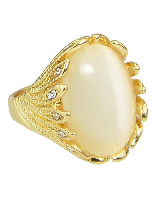 Romwe Gold Single Big Stone Ring Designs