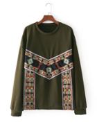 Romwe Embroidery Detail Sweatshirt