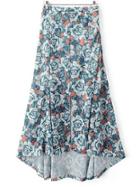 Romwe Multicolor Dipped Hem Split Front Zipper Skirt