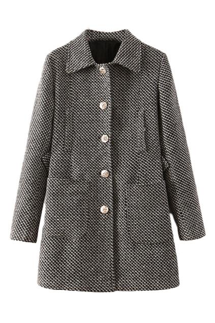 Romwe Single Breasted Faux Woolen Coat