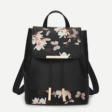 Romwe Floral Print Flap Backpack