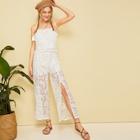 Romwe Lace Fringe Hem Cami Jumpsuit