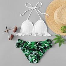 Romwe Crochet Mix And Match Bikini Set