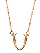 Romwe Gold Plated Antler Pendant Necklace