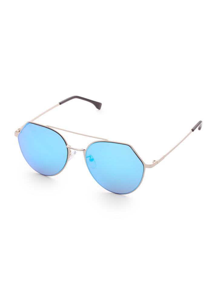 Romwe Double Bridge Blue Lens Sunglasses
