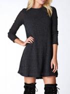 Romwe Dark Grey Crew Neck Casual Sweater Dress