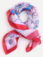 Romwe Red Floral Print Small Square Scarf