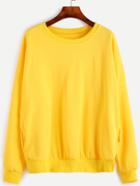 Romwe Yellow Drop Shoulder Sweatshirt