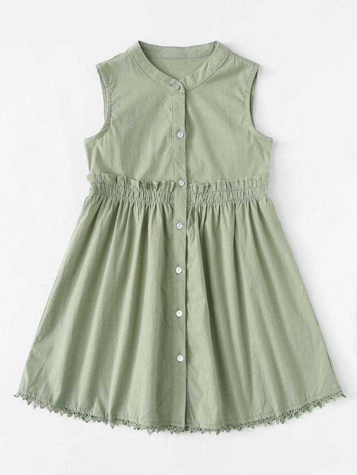 Romwe Lace Hem Frill Shirt Dress