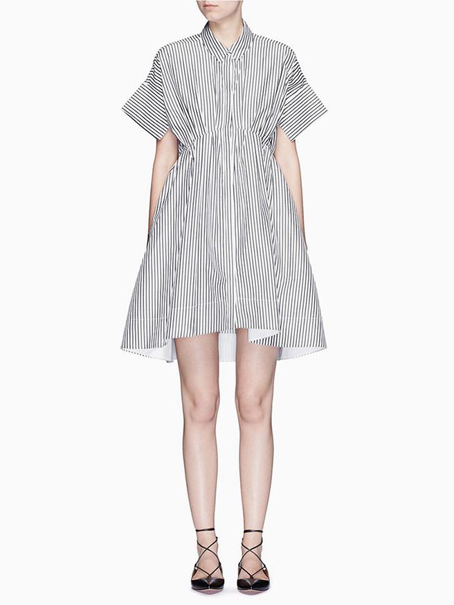 Romwe High Waist Vertical Striped Shirt Dress