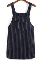 Romwe Strap With Pocket Vertical Striped Dress