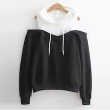 Romwe Plus Open Shoulder Drawstring Detail Hoodie