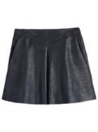 Romwe Pockets Pu Black Skirt