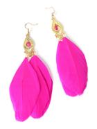 Romwe Feather Design Drop Earrings