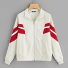 Romwe Elastic Hem Zip Up Color-block Jacket