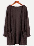 Romwe Dual Pocket Open Front Cardigan