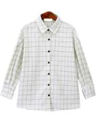 Romwe Lapel With Buttons Plaid Blouse
