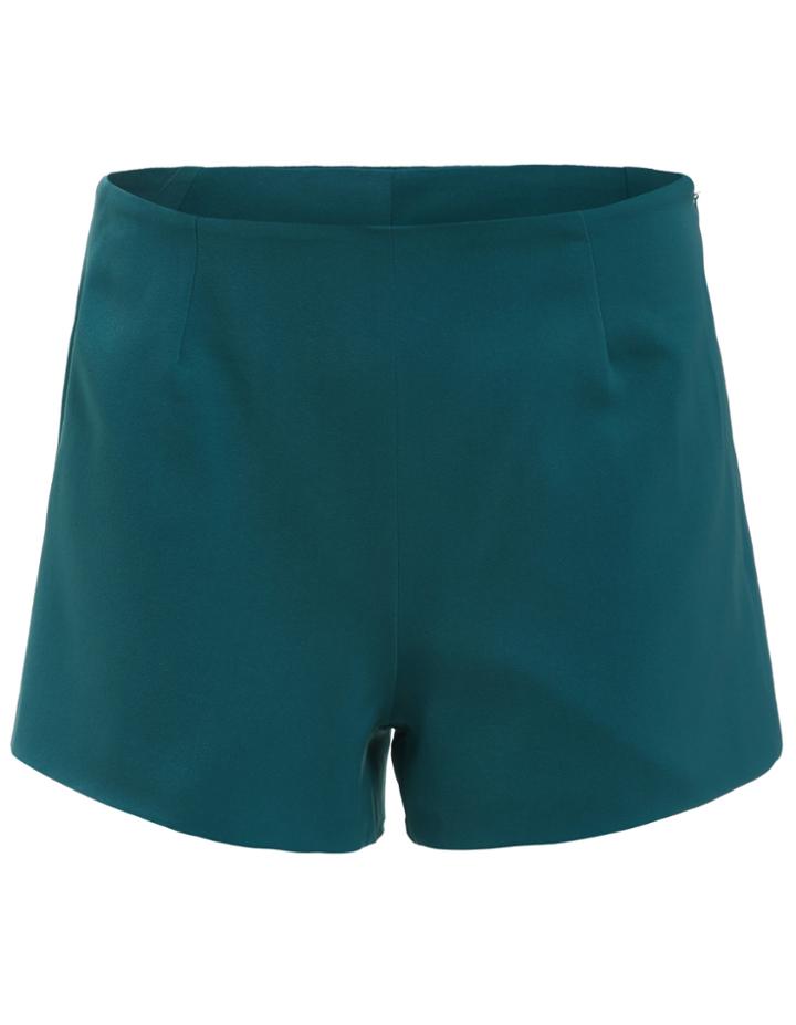 Romwe Side Zipper Green Shorts