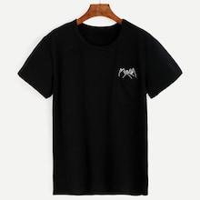 Romwe Gesture Print Pocket Patch Tee