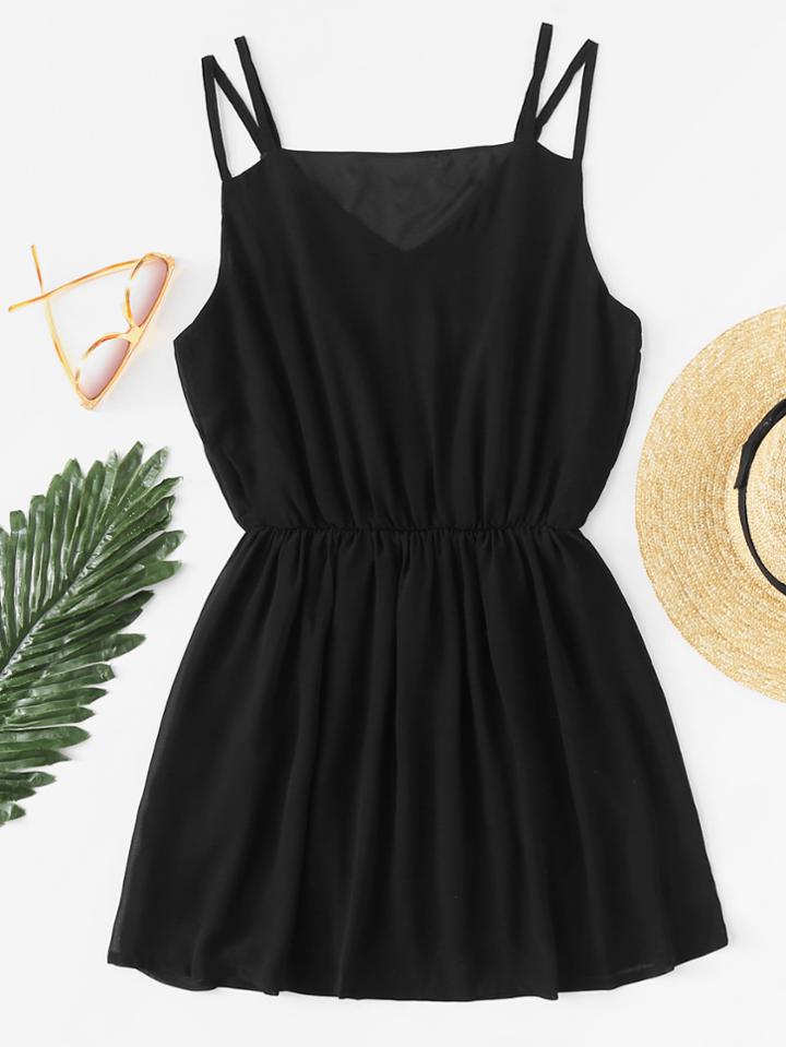 Romwe Elastic Waist Cami Dress