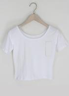Romwe Short Sleeve Crop White T-shirt