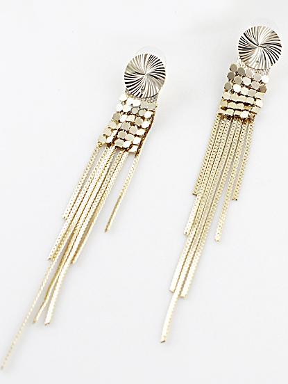 Romwe Gold Chain Tassel Earrings