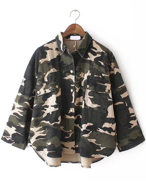 Romwe Bat Sleeve Camouflage Coat