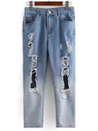 Romwe Distressed Ombre Straight Jeans