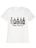 Romwe White Perfume Bottles Print Studded T-shirt
