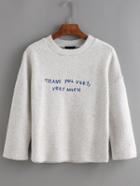 Romwe Dropped Shoulder Seam Letter Embroidered Sweatshirt