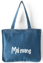 Romwe Navy Mamang Print Denim Bag