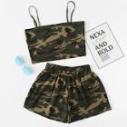 Romwe Camo Cami Utility Top With Shorts