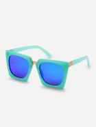 Romwe Green Square Frame Sunglasses