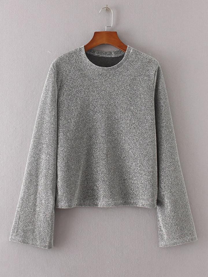 Romwe Marled Knit Side Slit Knitwear